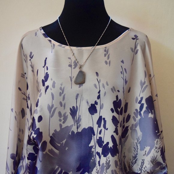 SISLEY oversized satin floral belted tunic dress S - Picture 5 of 7